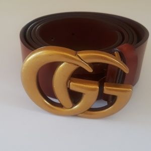 Gucci Brown Smooth Leather Belt w/Double G Buckle
